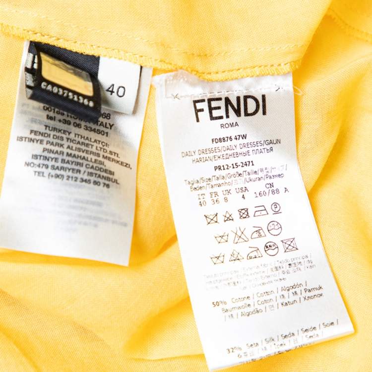 مملوكة مسبقًا Fendi Yellow Silk Jacquard Birds of Paradise Flower Dress S