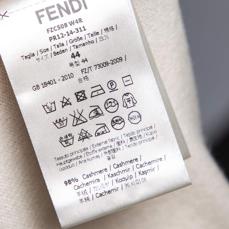Pre Owned Fendi Cream Cashmere & Mesh Insert Detailed Button Front Cardigan M 