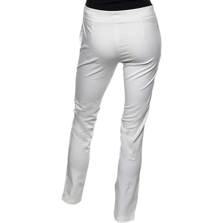 Pre Owned Fendi White Cotton Pants S