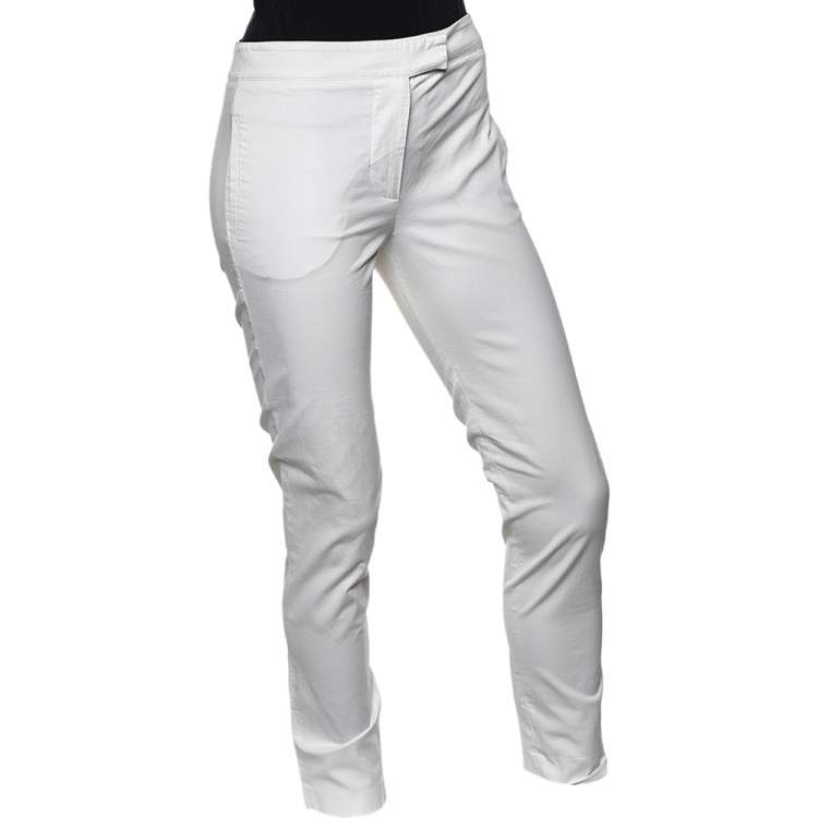 Pre Owned Fendi White Cotton Pants S
