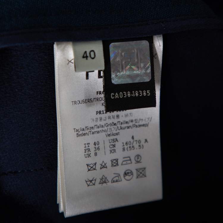 Pre Owned Fendi Teal Blue Cotton Side Strip Detail Capri Pants S