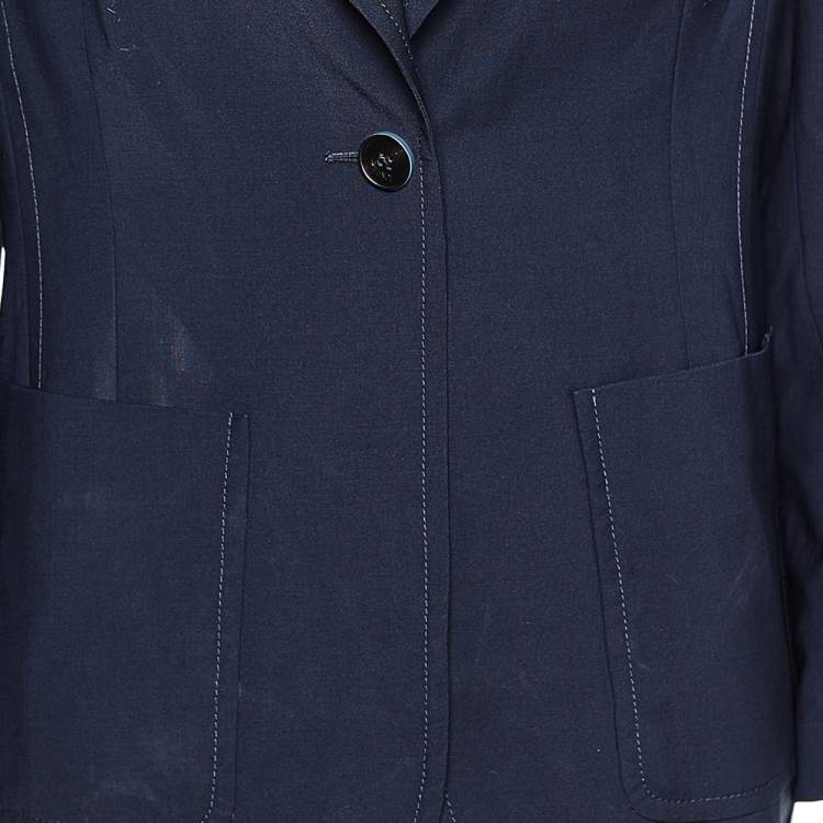 Pre Owned Fendi Dark Blue Wool Blend Blazer L