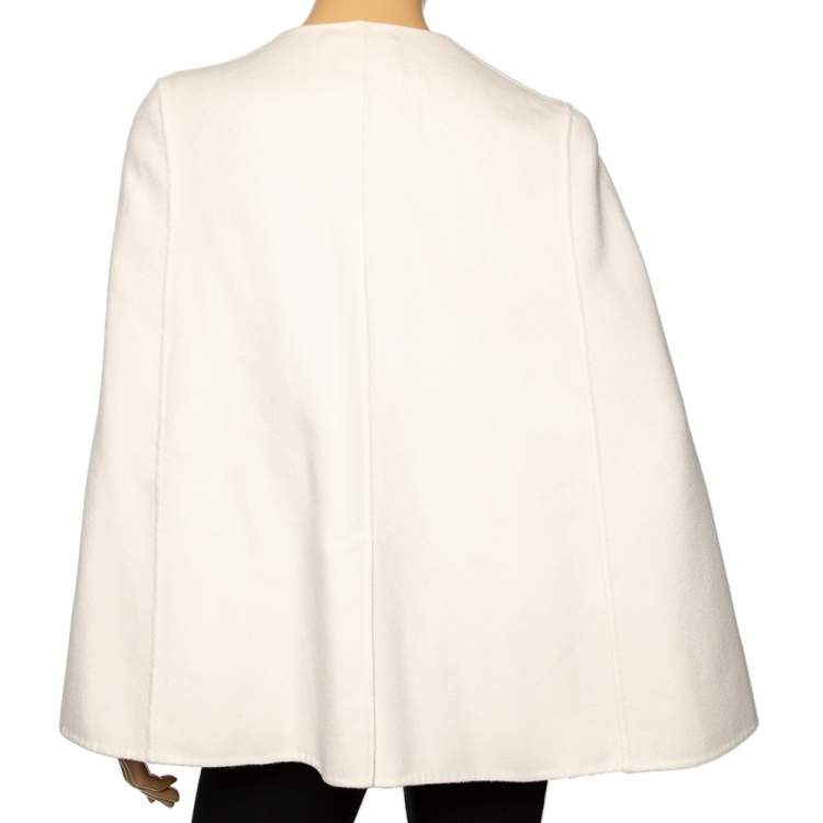 Pre Owned Fendi Cream Wool & Fur Detailed Button Front Cape S