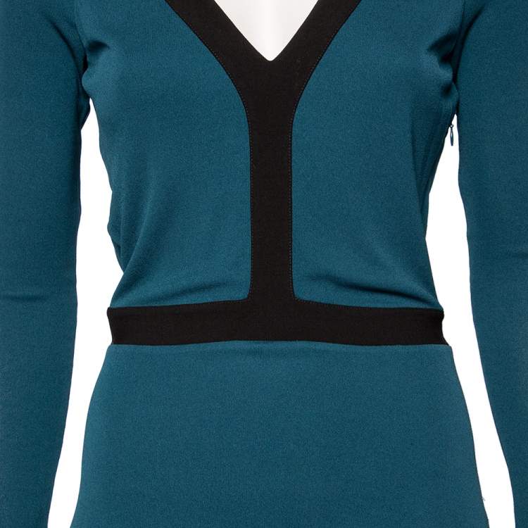 Pre Owned Fendi Dark Green Jersey Open Back Detail Maxi Dress S