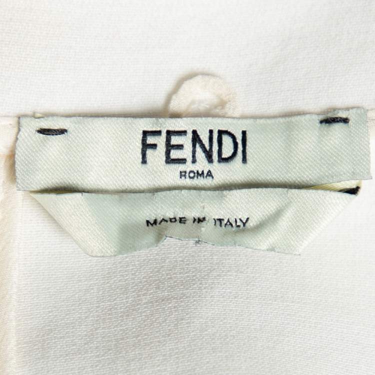 Pre Owned Fendi White Crepe Pleat Detailed Sleeveless Dress L