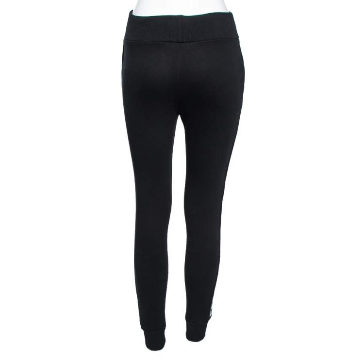 Pre Owned Fendi Black Cotton Logo Trimmed Joggers S