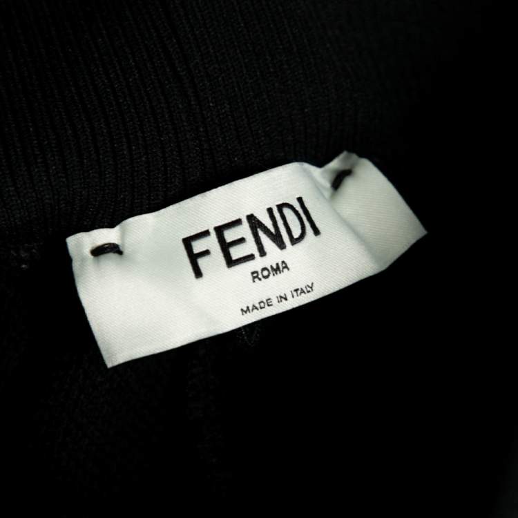 Pre Owned Fendi Black Cotton Logo Trimmed Joggers S