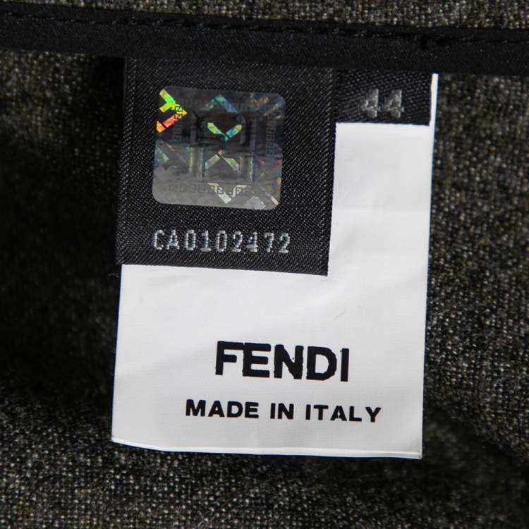Pre Owned Fendi Brown Wool Contrast Trim Detailed Double Breasted Blazer M