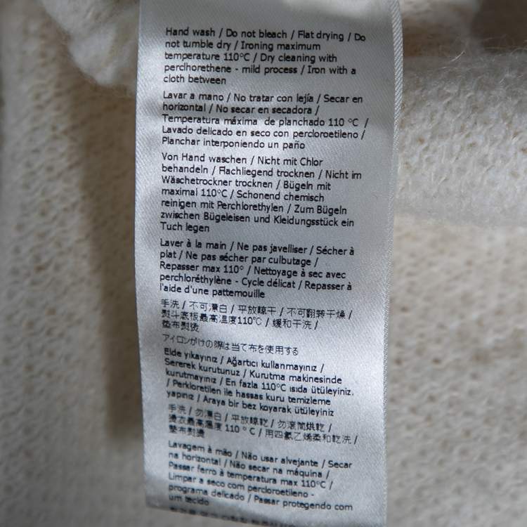 Pre Owned Fendi Cream Knit Logo Embroidered Sweater L