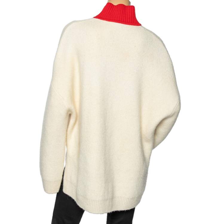 Pre Owned Fendi Cream Knit Logo Embroidered Sweater L