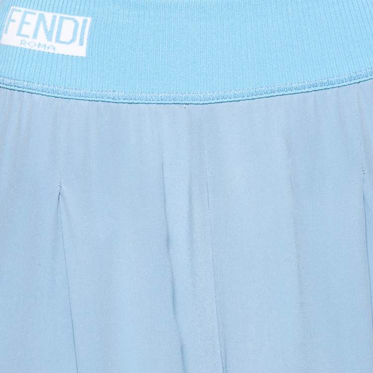 Pre Owned Fendi Blue Silk Side Stripe Detail Joggers S