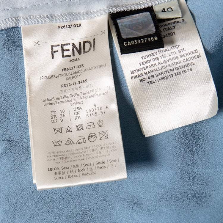 Pre Owned Fendi Blue Silk Side Stripe Detail Joggers S