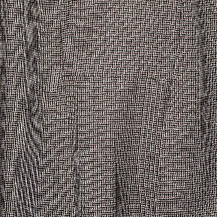 Pre Owned Fendi Brown Microcheck Wool Contrast Collar Cape Sleeve Detail Mini Dress M