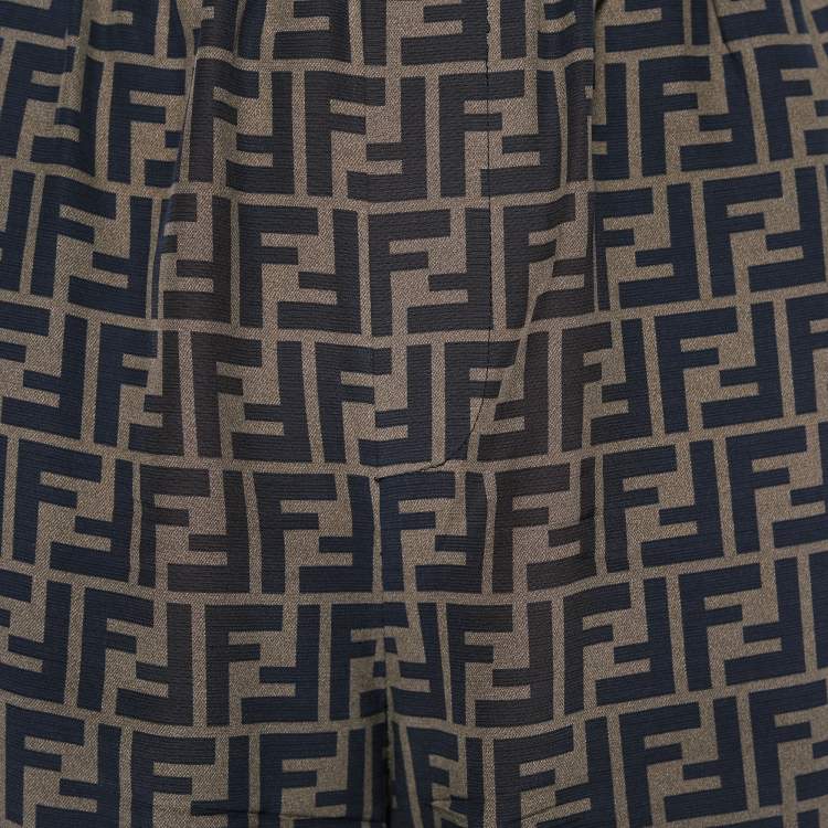 مملوكة مسبقًا Fendi Tobacco Brown Zucca Print Silk Lounge Pants S