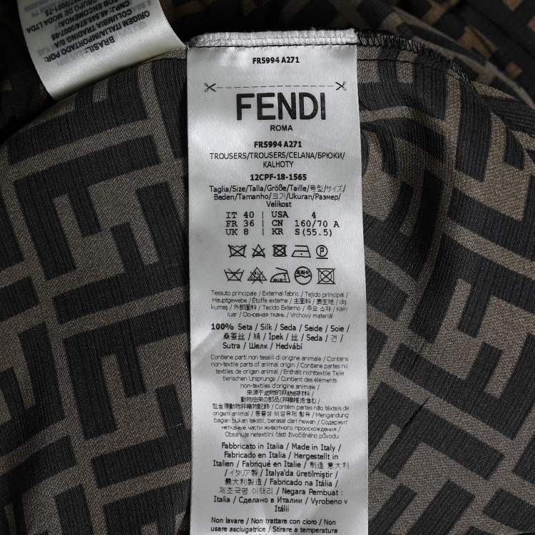 مملوكة مسبقًا Fendi Tobacco Brown Zucca Print Silk Lounge Pants S