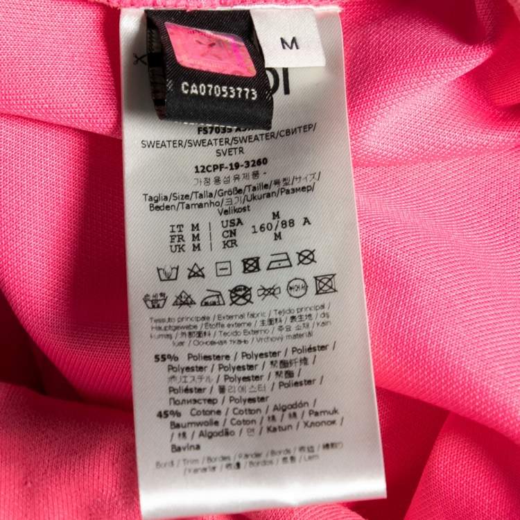Pre Owned Fendi Pink Knit Nicki Minaj Printed and Embroidered Hoodie M