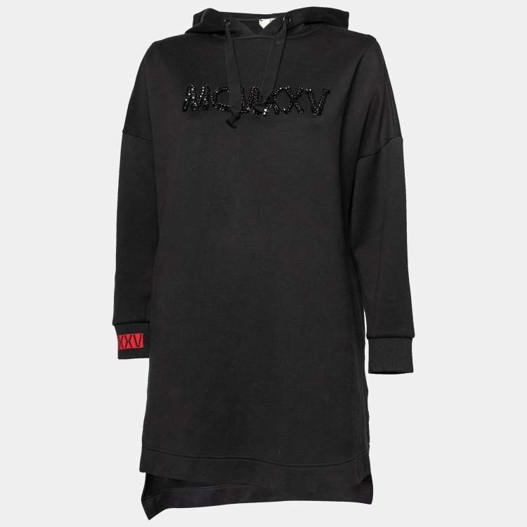 Pre Owned Fendi Black Cotton MCMXXV Crystal Embellished Sweatshirt XS