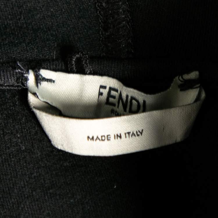 Pre Owned Fendi Black Cotton MCMXXV Crystal Embellished Sweatshirt XS