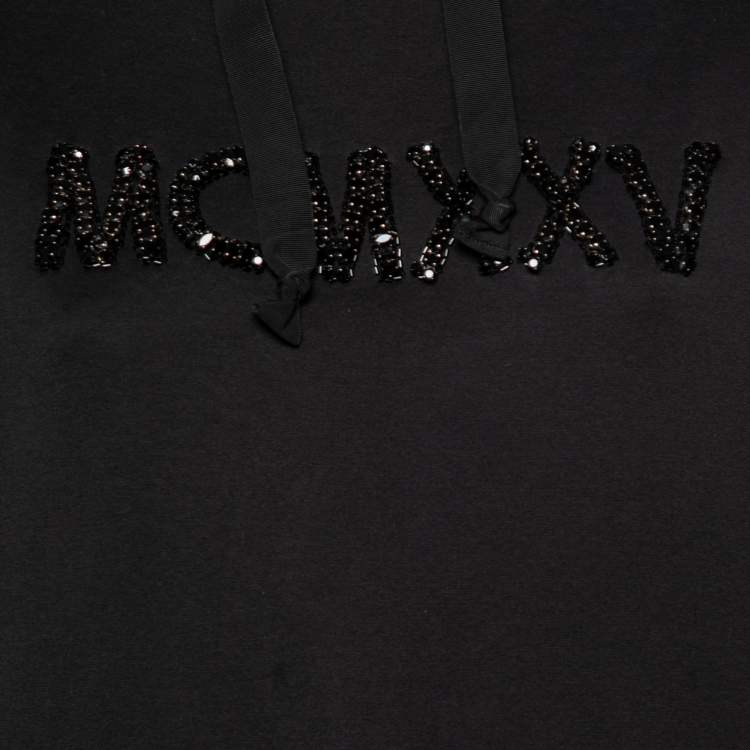 Pre Owned Fendi Black Cotton MCMXXV Crystal Embellished Sweatshirt XS