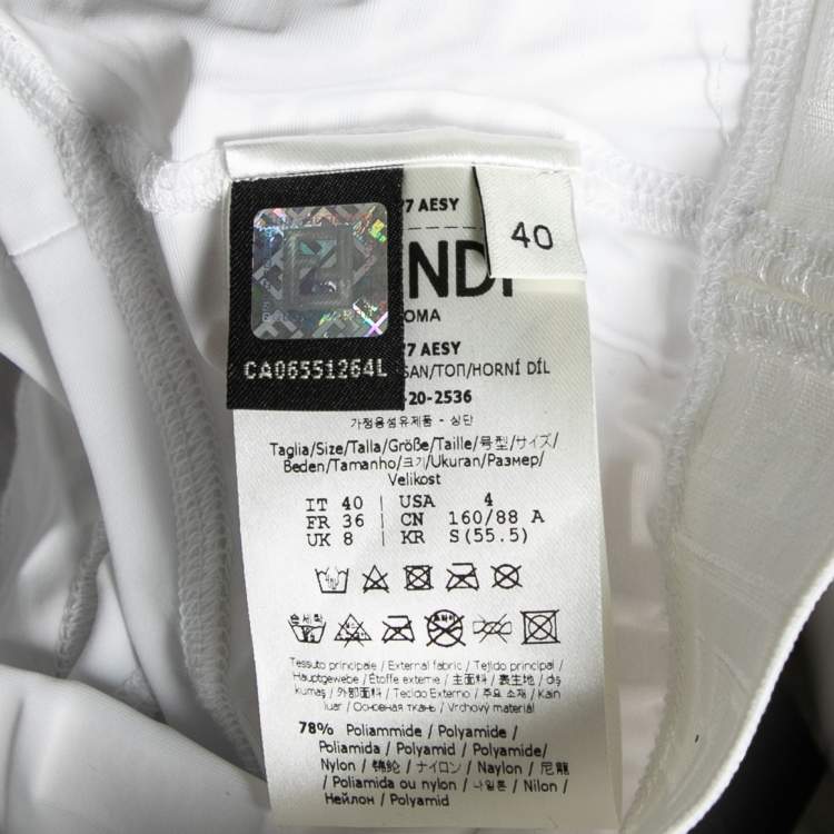 Pre Owned Fendi White Embossed Jersey Sports Bra and Pant Set S
