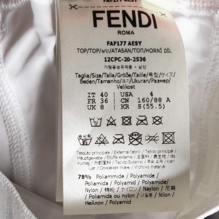 Pre Owned Fendi White Embossed Jersey Sports Bra and Pant Set S