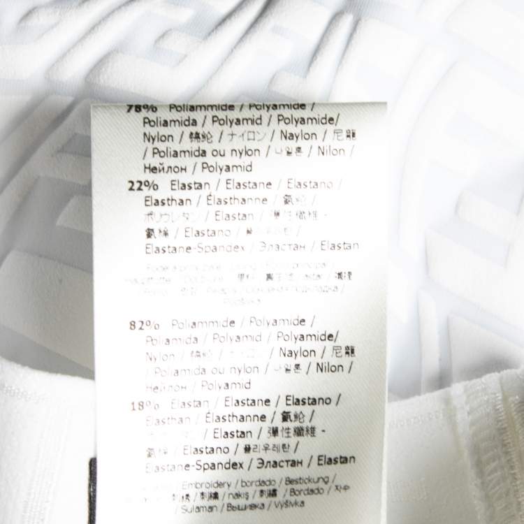 Pre Owned Fendi White Embossed Jersey Sports Bra and Pant Set S