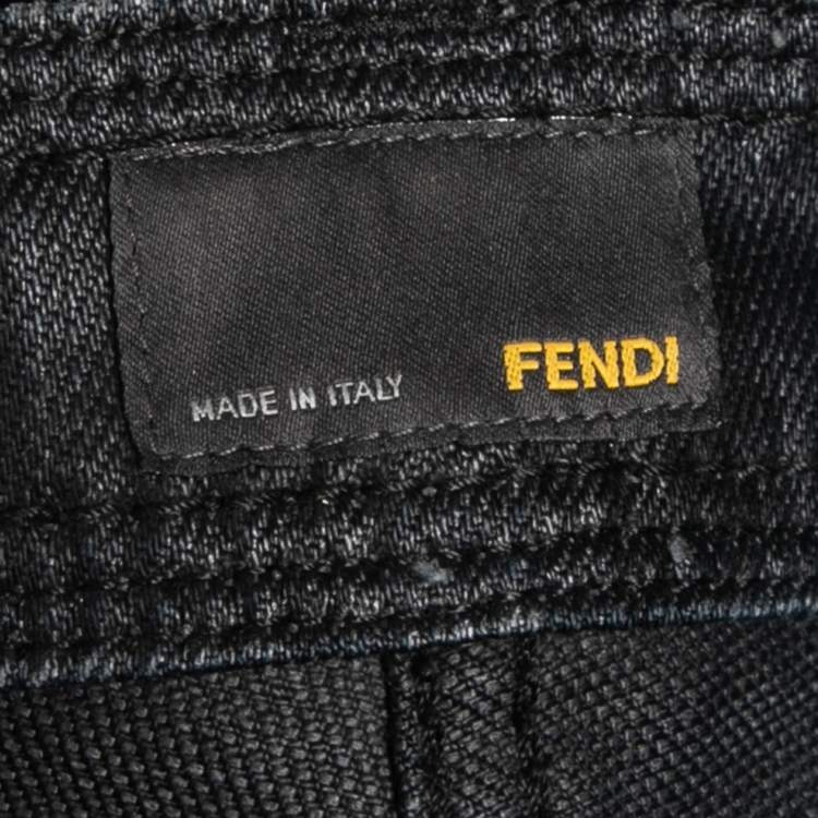 Pre Owned Fendi Black Cotton Straight Fit Jeans S