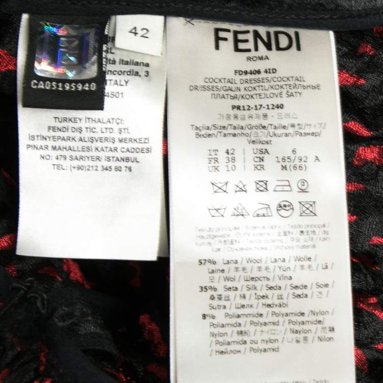 مملوكة مسبقًا Fendi Grey Jacquard Wool Asymmetric Hem Sleeveless Dress M