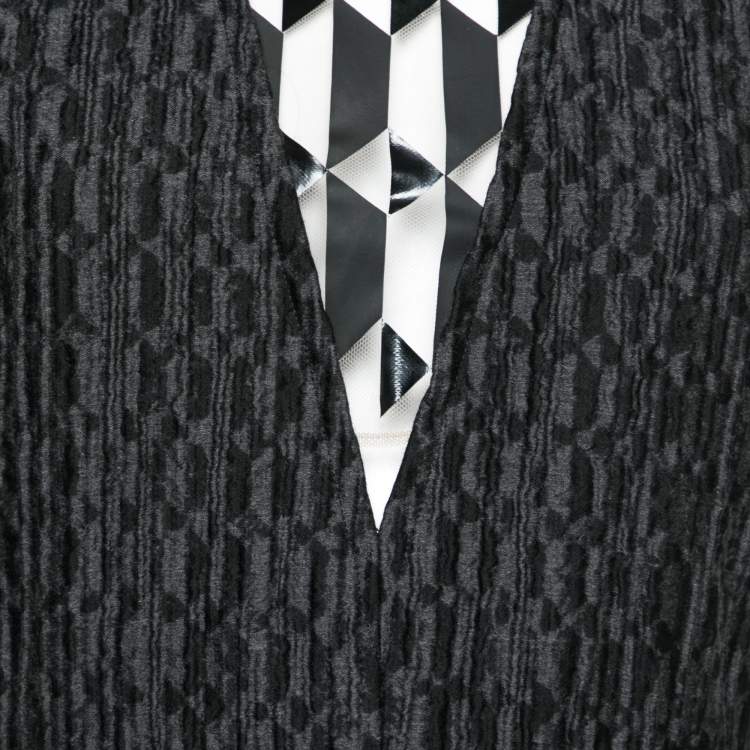 مملوكة مسبقًا Fendi Grey Jacquard Wool Asymmetric Hem Sleeveless Dress M