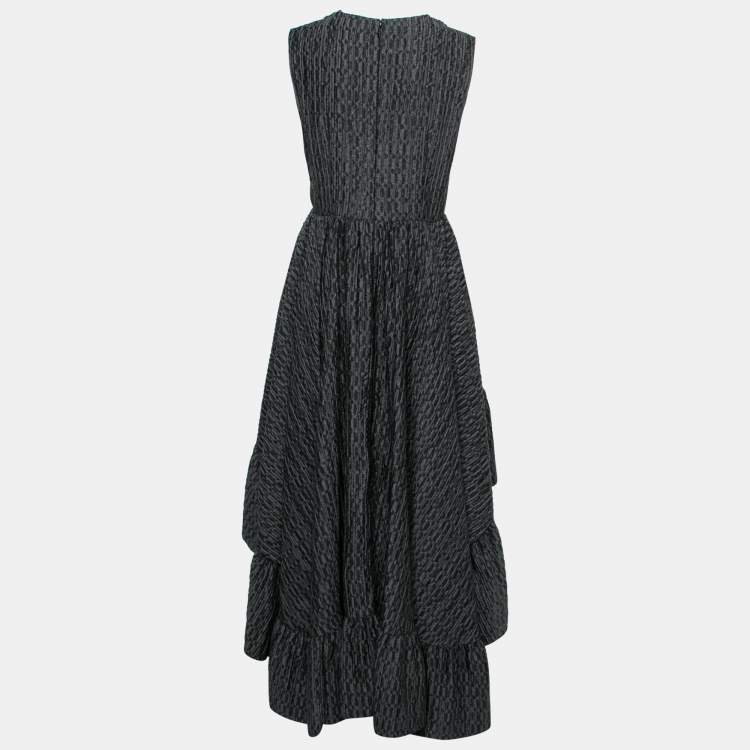 مملوكة مسبقًا Fendi Grey Jacquard Wool Asymmetric Hem Sleeveless Dress M
