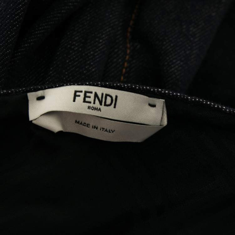 Pre Owned Fendi Blue Denim Bead Embellished Pleated Sleeveless Dress M