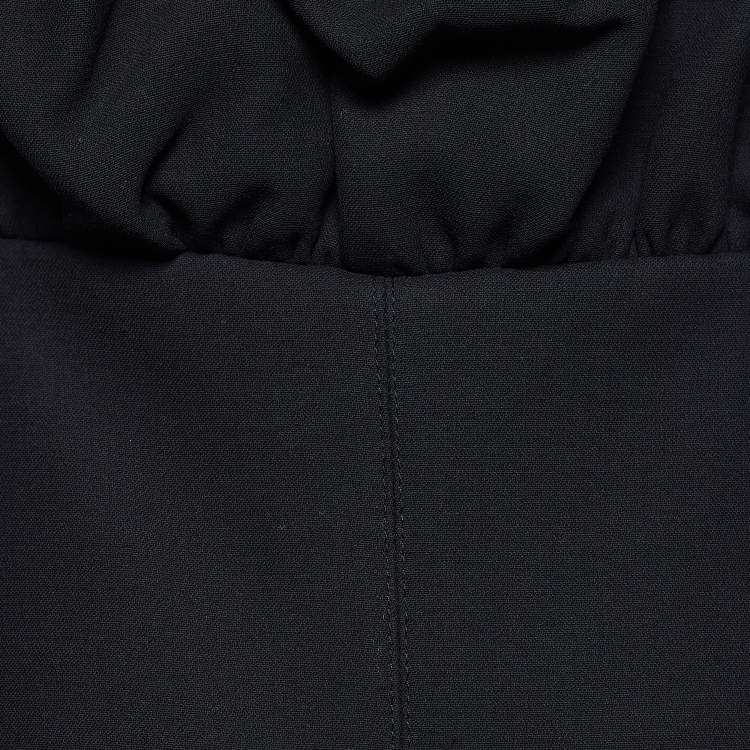 Pre Owned Fendi Black Cotton Ruffled Bodice Draped Cocktail Dress M