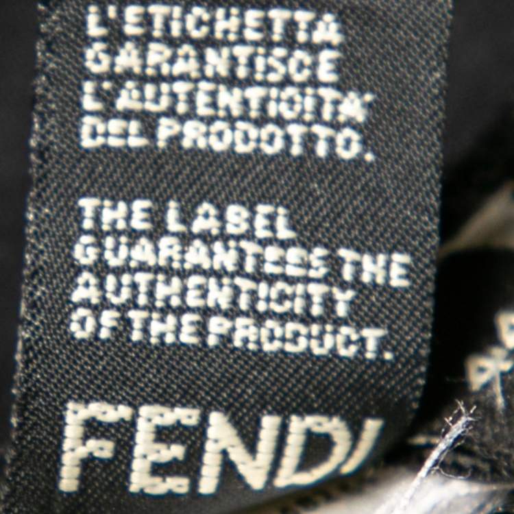 Pre Owned Fendi Black Cotton & Leather Karlito Appliqued Short Sleeve T-Shirt M