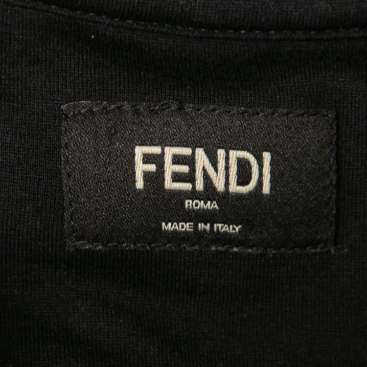 Pre Owned Fendi Black Cotton Martini Printed Short Sleeve T-Shirt XS