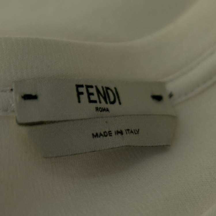 Pre Owned Fendi Off White Monster Eye Printed Cotton Cropped T-Shirt S