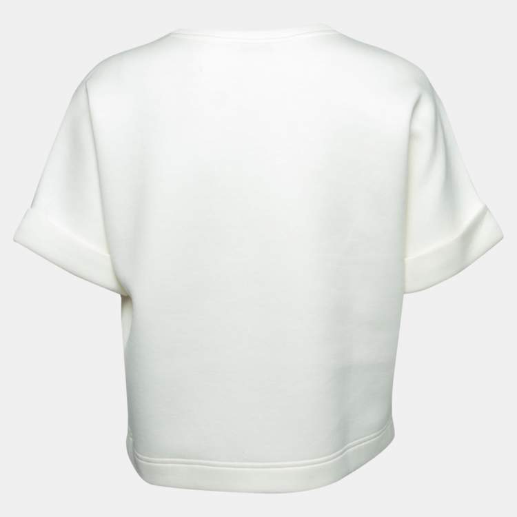 Pre Owned Fendi Off White Monster Eye Printed Cotton Cropped T-Shirt S