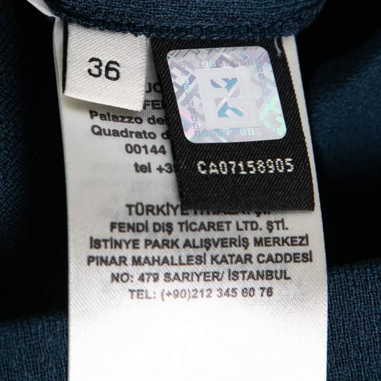 Pre Owned Fendi Blue Wool FF Pleated Inlay Midi Skirt XS