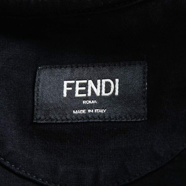 Pre Owned Fendi Black Cotton Monster Eyes Crew Neck T-Shirt M