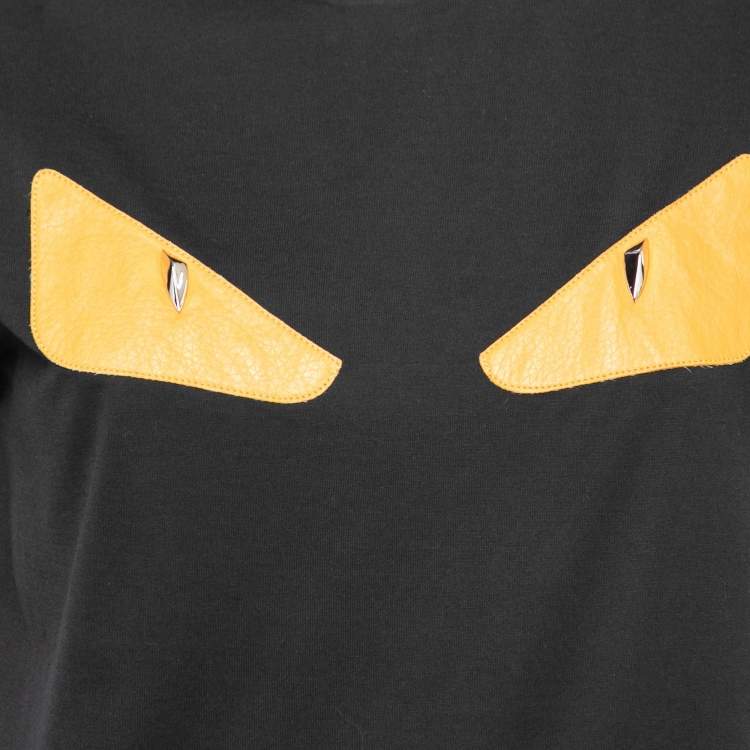 Pre Owned Fendi Black Cotton Monster Eyes Crew Neck T-Shirt M