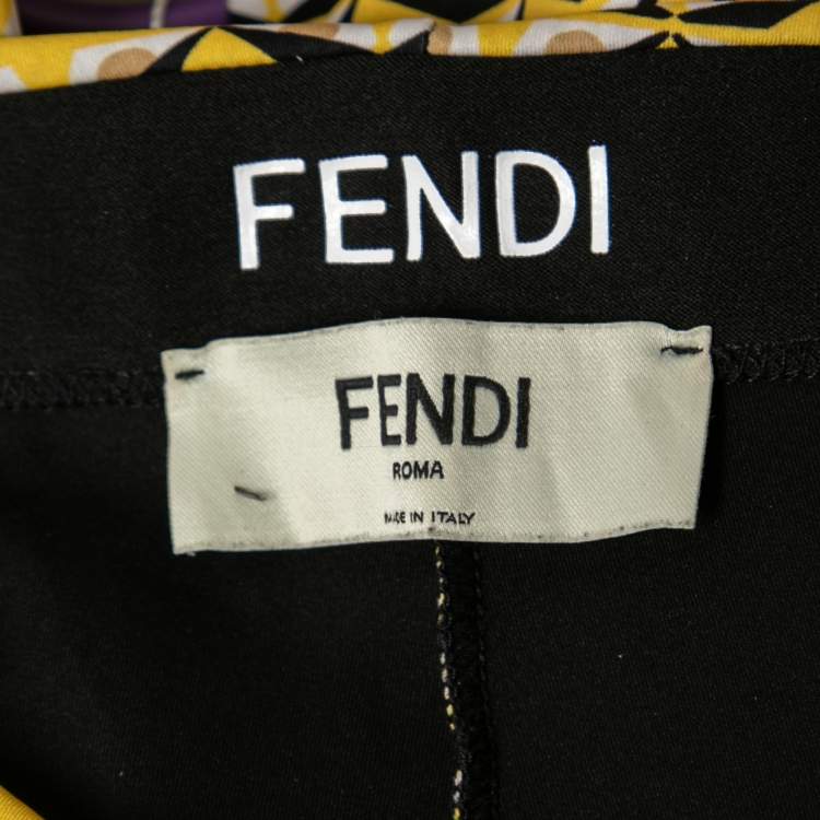 مملوكة مسبقًا Fendi Yellow Monster Eyes Printed Jersey Leggings M