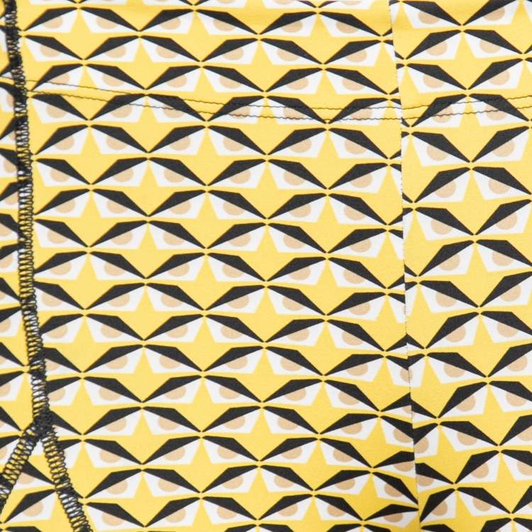 مملوكة مسبقًا Fendi Yellow Monster Eyes Printed Jersey Leggings M