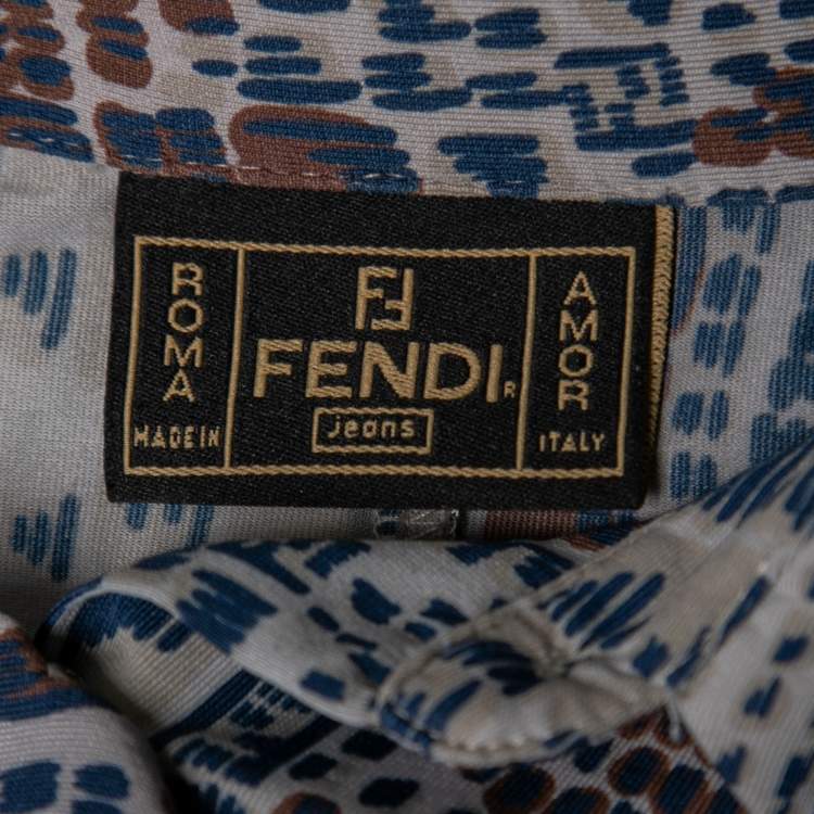 Pre Owned Fendi Multicolor Printed Jersey Long Sleeve Shirt M