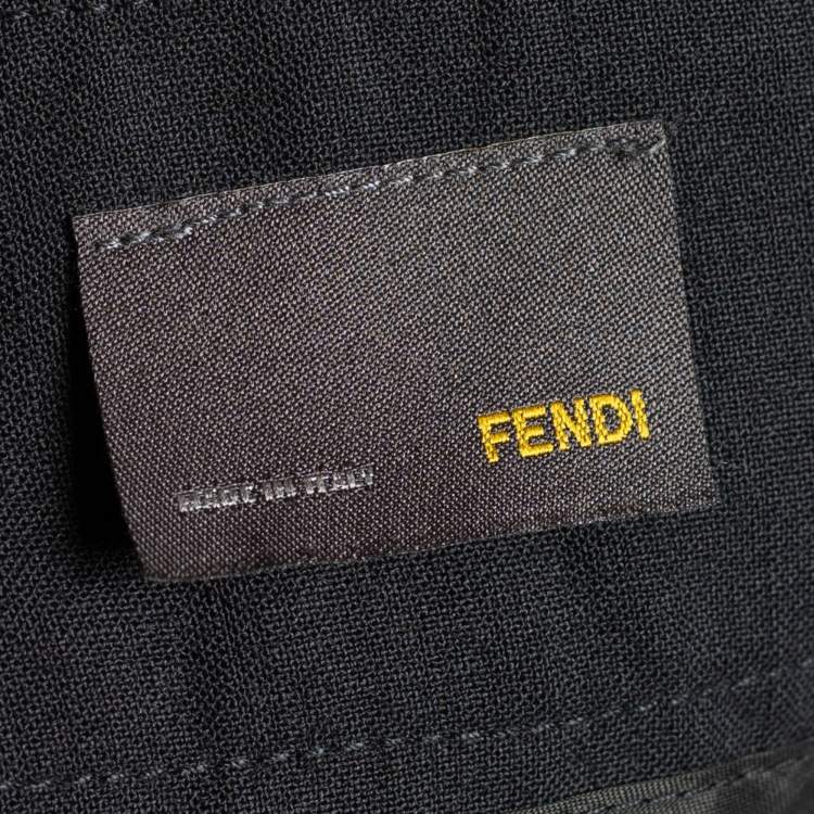 Pre Owned Fendi Black Wool Belt Detail Trousers M/Waist 32"