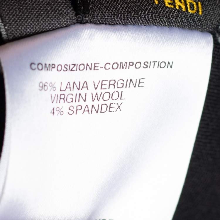 Pre Owned Fendi Black Wool Belt Detail Trousers M/Waist 32"