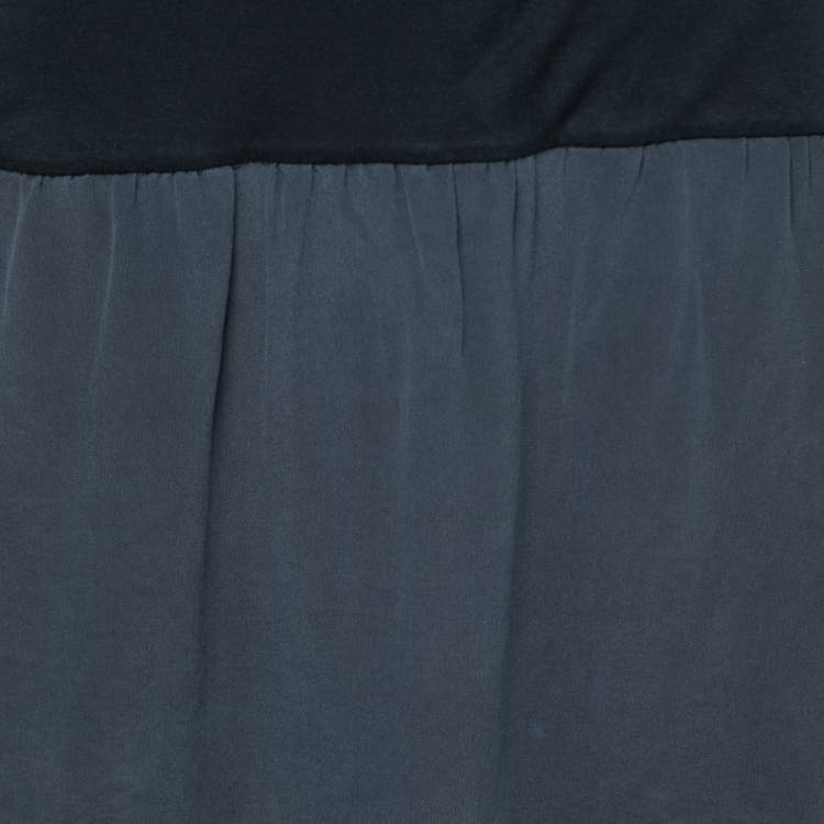 مملوكة مسبقًا Fendi Navy Blue Jersey & Silk Cut-Out Sleeve Detailed Dress S