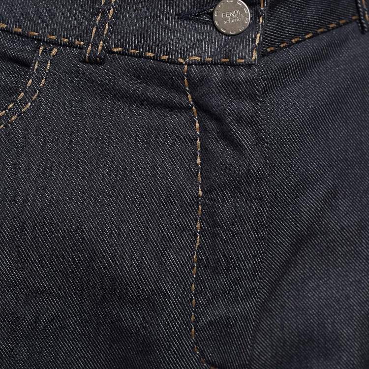 Pre Owned Fendi Black Denim Boot Cut Jeans M/Waist 32"
