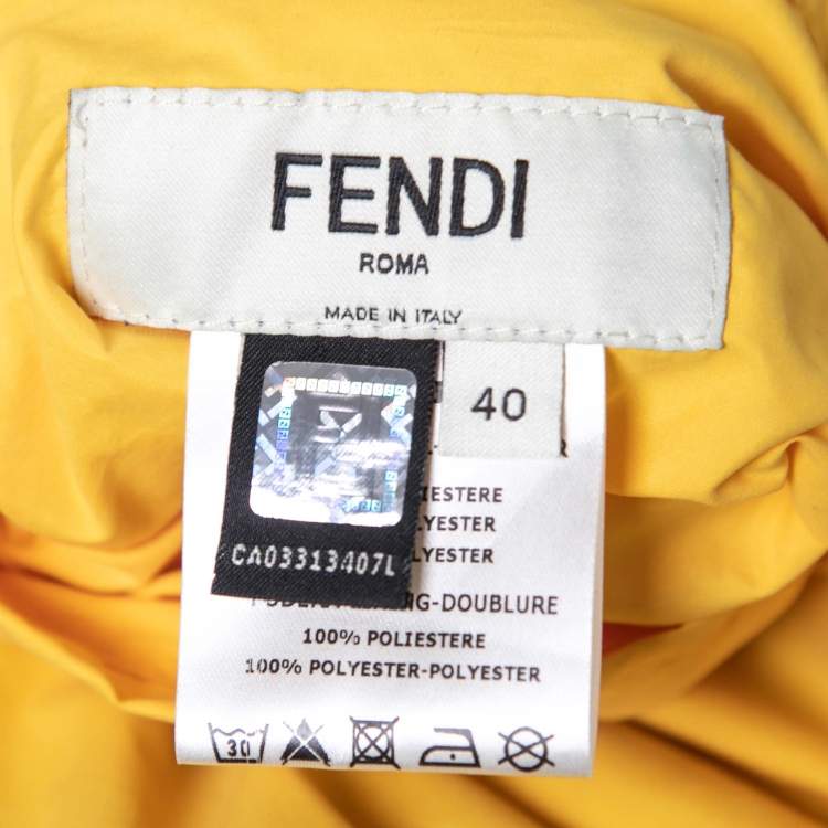 Pre Owned Fendi Black and Yellow Synthetic Windbreaker Hooded Jacket S
