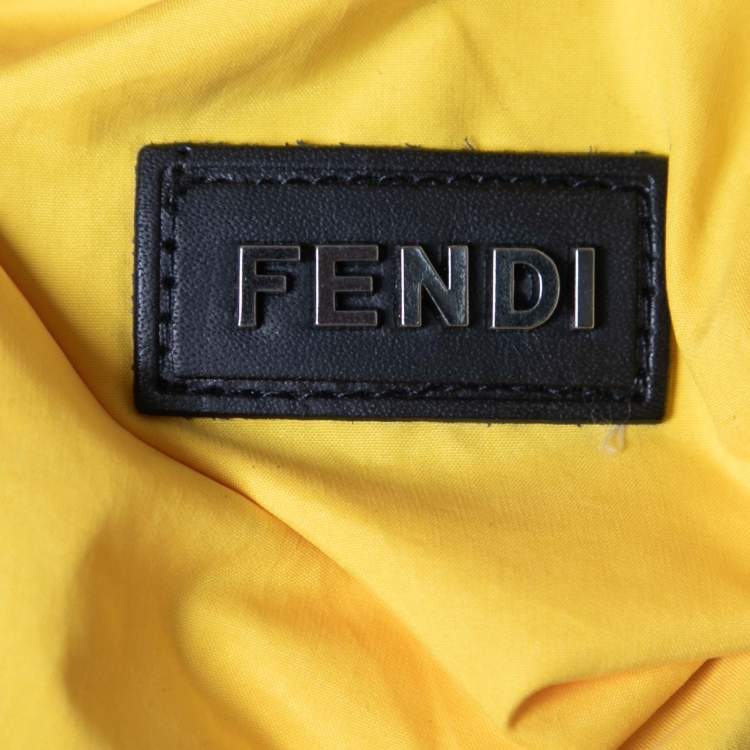 Pre Owned Fendi Black and Yellow Synthetic Windbreaker Hooded Jacket S