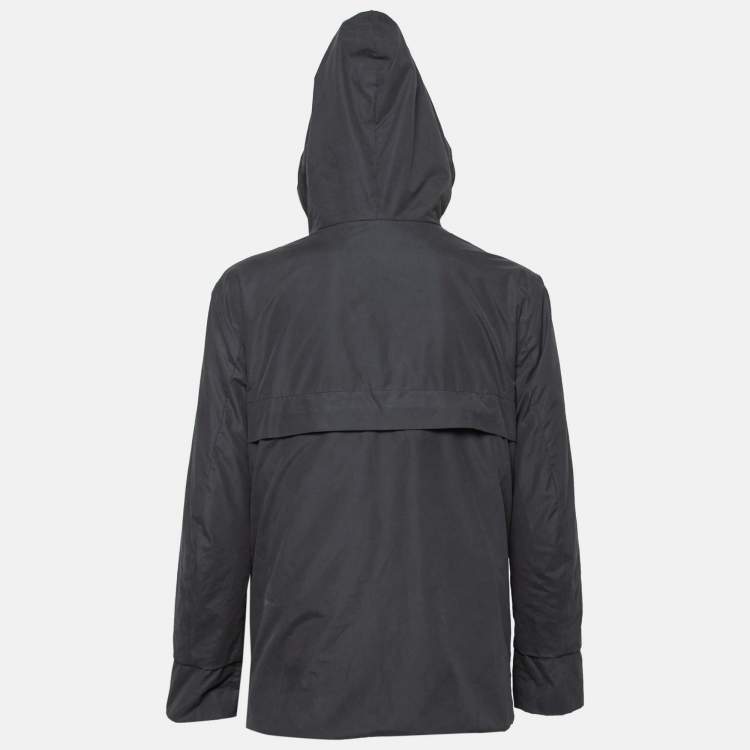 Pre Owned Fendi Black and Yellow Synthetic Windbreaker Hooded Jacket S