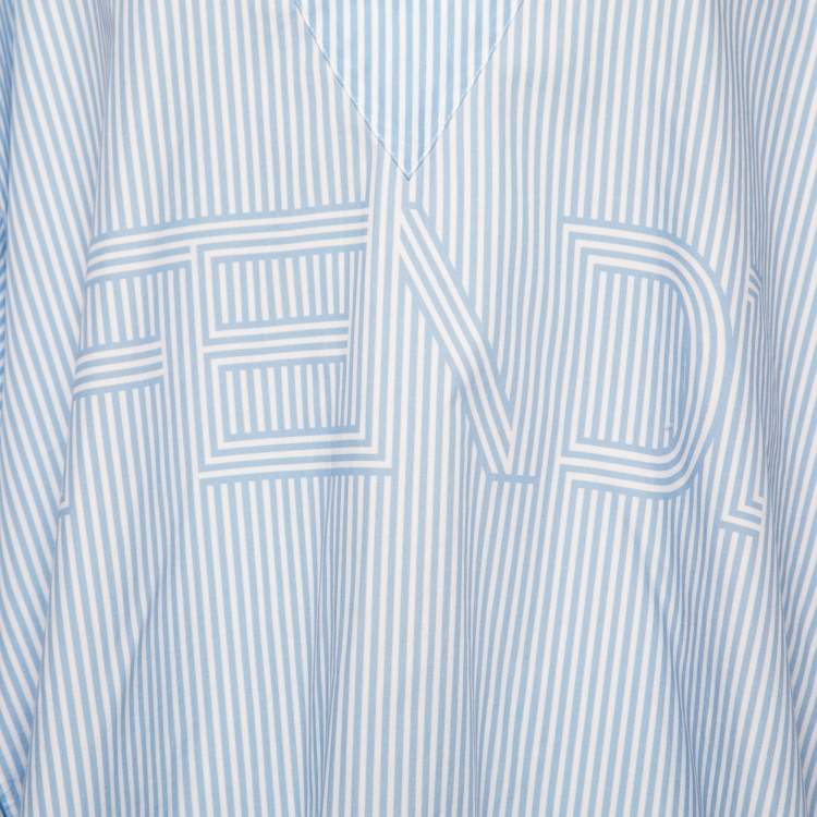 Pre Owned Fendi Blue Striped Cotton Oversized Tunic M